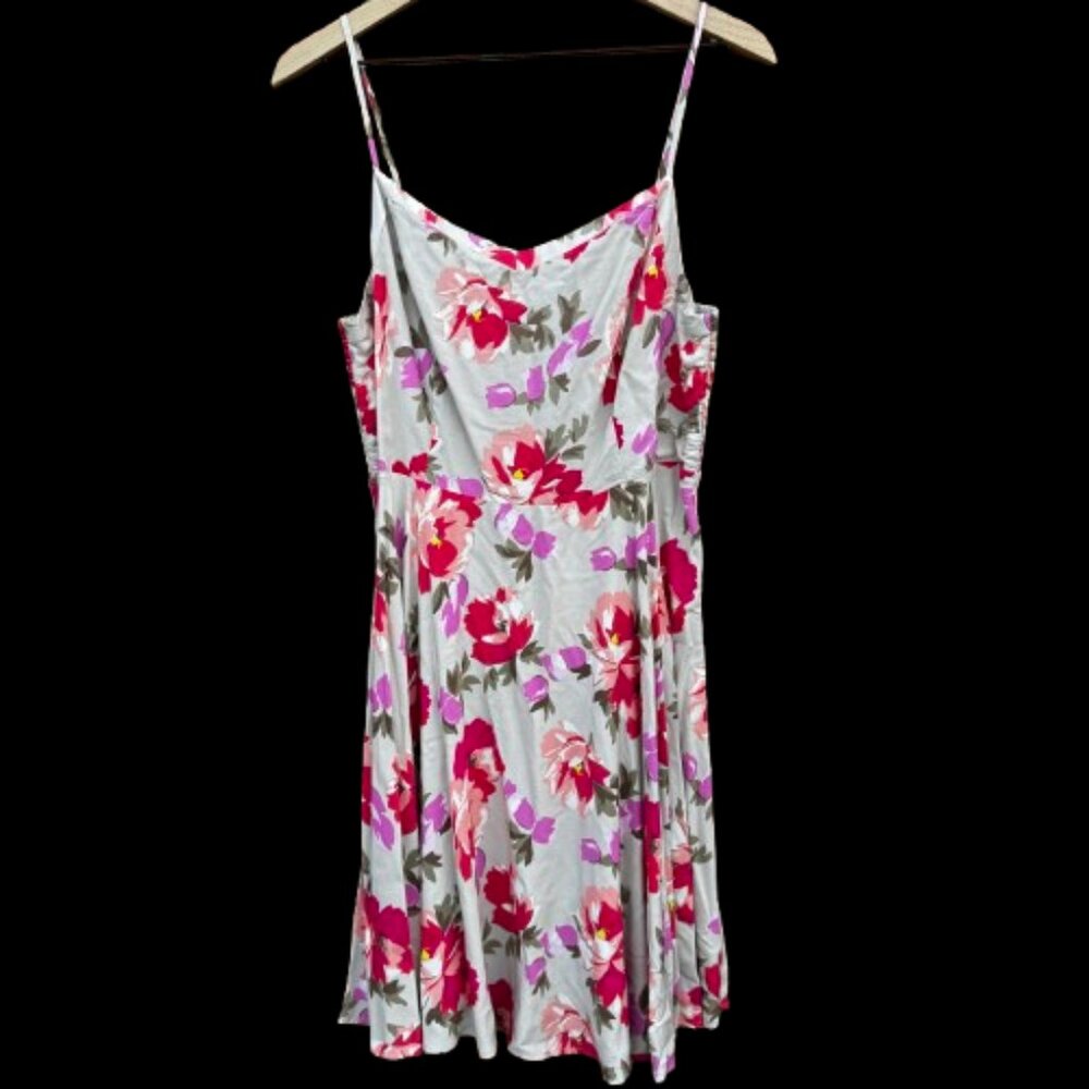 Old Navy Sundress Womens Large Gray Pink Floral Smocked Feminine